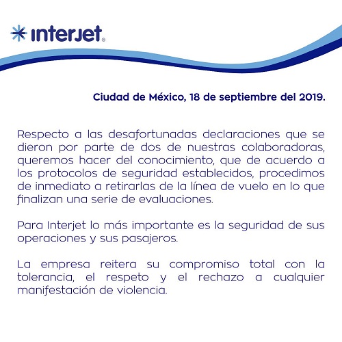 postura de interjet ante empleada