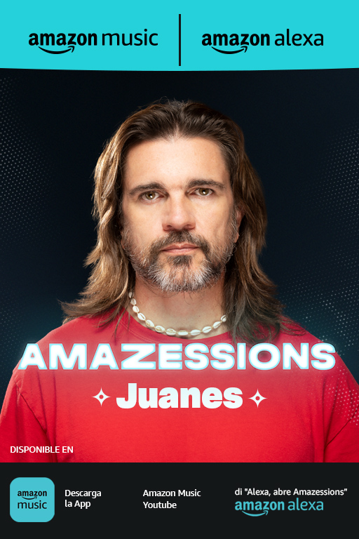 Cartel de Amazessions con la imagen del cantante Juanes