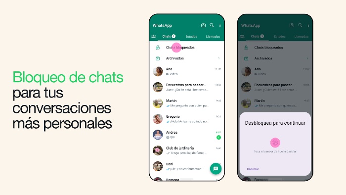 WhatsApp habilita una función: bloqueo de chats