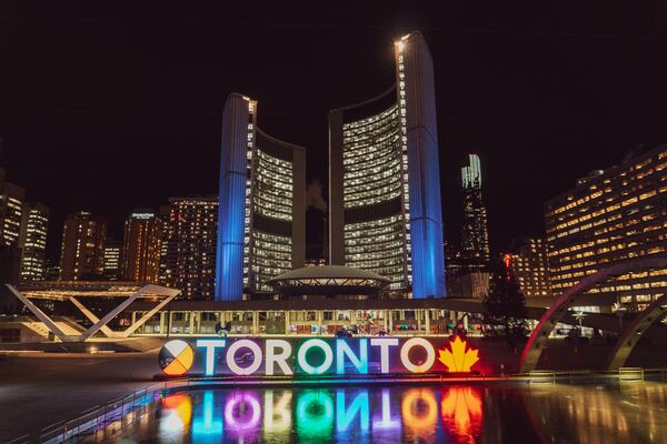 Foto del paisaje iluminado de Toronto
