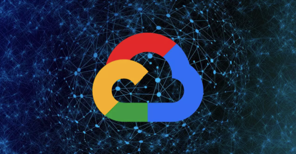 Logo de Google Cloud con una red neuronal detrás