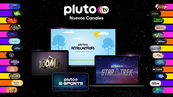 Pluto TV llega a 100 canales en español y 50 canales en portugues en Latinoamérica